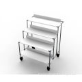 Three Layers Shop Display Stands Chrome Plated With Wheels